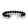 Metallo Stainless Steel 10mm Bead Bracelet - Lava Stone - Black - 8.5 Inch - 2 of 4