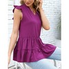WhizMax Women's Summer Casual V-neck Peplum Sleeveless Tiered Ruffled Hem Solid Color Babydoll Tank Tops - 3 of 4
