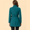 INSPIRE CHIC Women's Classic Stand Collar Long Sleeve Winter Belted Long Coat - 4 of 4