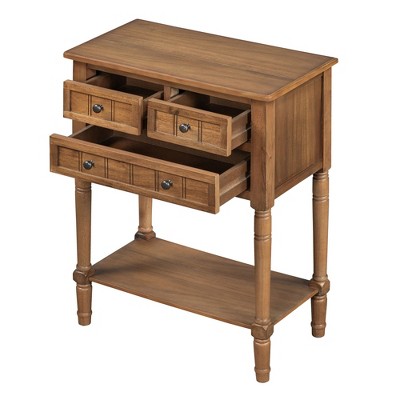 NicBex 23.7"Console Table Modern Entryway Table with 3 Drawers and Open Shelf Slim Sofa Table for Small Space,Hallway,Living Room