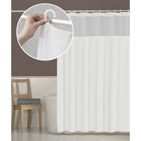 Smart Shower Curtains Hendrix View Fabric With Attached Hooks White - Zenna  Home : Target
