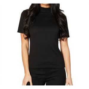 Women's Short Sleeve Mock Neck Top - Angel Apparel - 1 of 2
