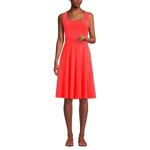 Lands' End Women's Cupro Fit and Flare Sleeveless Dress - 1 of 3