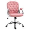 Resenkos Home Office Chair Computer Chair,Pu Leather Home Office Chair, Button Tufted Desk Chair With Padded Armrests, Height And Swivel Wheels, Pink - 2 of 4