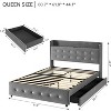 Queen Bed Frame with Storage Headboard and Charging Station Velvet Upholstered Queen Platform Bed Frame with 4 Drawers and Wooden Slat Support Noise - 2 of 4