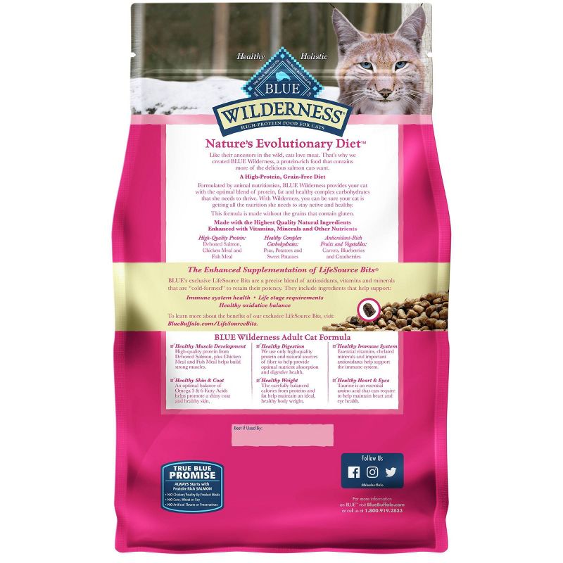 Blue Buffalo Wilderness High Protein Natural Adult Dry Cat Food with Salmon, 3 of 10