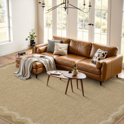Lahome Diamond Double Frame Diagonal Faux Jute Rectangular Indoor Outdoor Area Rug