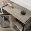 Farmhouse TV Stand , Industrial Entertainment Center With Double Mesh Doors and Storage Cabinet, Rustic Media Console Table for Living Room, Grey - 4 of 4