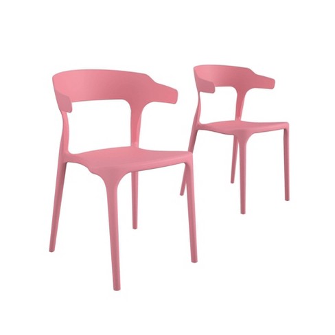 Felix 2pk Indoor outdoor Stacking Dining Chairs Pink Novogratz