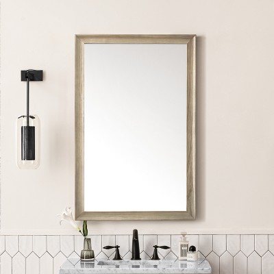Whitewashed Oak Rectangular Wood Framed Wall Mirror, 40" x 26"