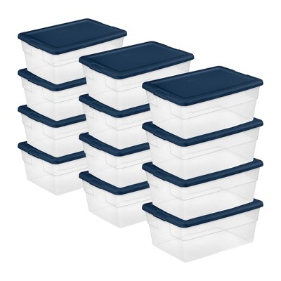 Sterilite 16 Quart Stacking Storage Box Container Tub with Lid