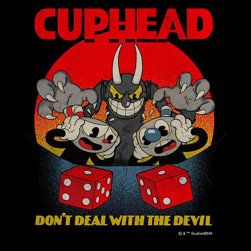 Men's Cuphead Don't Deal With the Devil Snake Eyes T-Shirt, 2 of 6