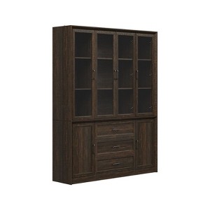 Famapy Glass-Door Kitchen Pantry Cabinet,Kitchen Organizer with 3 Drawers & 13 Shelves,Kitchen Storage Hutch for Organizing Dry Goods,Kitchenware - 1 of 4