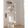 3 - Tier Over Toilet Storage Space Saver Metal Bathroom Shelves Freestanding Above Over Toilet Storage Shelf with 4 Hooks - 2 of 4