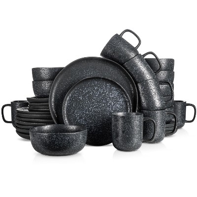 Stone Lain Grao Stoneware 16-Piece Dinnerware Set, Grey