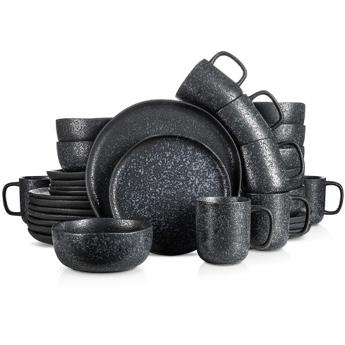 Stone Lain Sophie 16-Piece Dinnerware Set Stoneware, Service for 4, White and Black