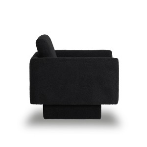 Cesicia Black Accent Chair 360° Modern Swivel Round Armchair Upholstered Comfy Barrel Chair - 1 of 4