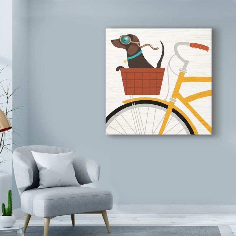 Trademark Fine Art -Michael Mullan 'Beach Bums Dachshund Bicycle I' Canvas Art, 3 of 4