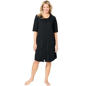 Dreams & Co. Short French Terry Zip-Front Robe - 1 of 4