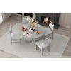 Nicbex Round Dining Table Set for 4 Retro Dining Set with Radial Wood Grain Design and 4 Chairs for Kitchen - 2 of 4