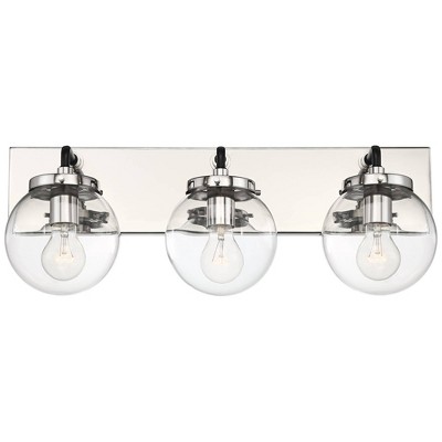 Fairling Polished Nickel 3-Light Wall Sconce with Clear Glass Globes