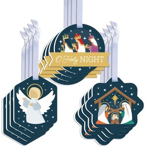 Big Dot of Happiness Holy Nativity - Assorted Hanging Manger Scene Religious Christmas Favor Tags - Gift Tag Toppers - 12 Ct - 1 of 4