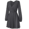 Coolmee Women's Dresses Wrap V-Neck Casual Ruffle Long Sleeve A-Line Mini Dress - 3 of 4