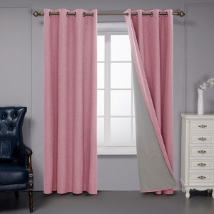 Deconovo Faux Linen Total Blackout with Coating Curtains (2 Panel) - 1 of 4