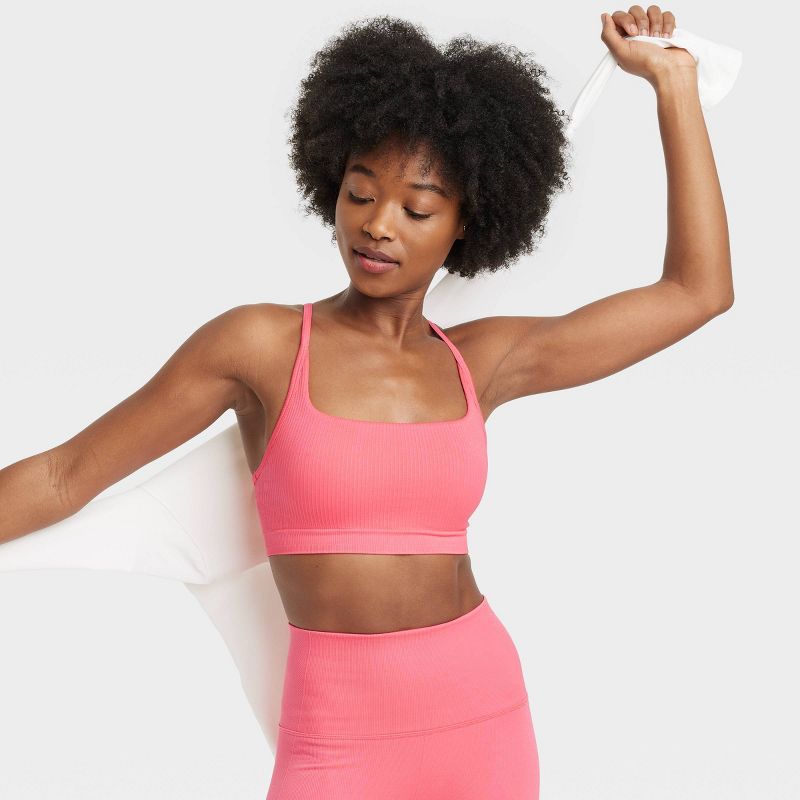 Women's Seamless Light Support Rib Sports Bra - All In Motion™, 5 of 6