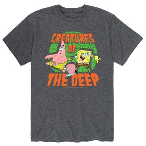 Men's - SpongeBob SquarePants - Halloween Creatures Of The Deep Spongebob, Gary, and Patrick Short Sleeve Graphic T-Shirt - 1 of 4