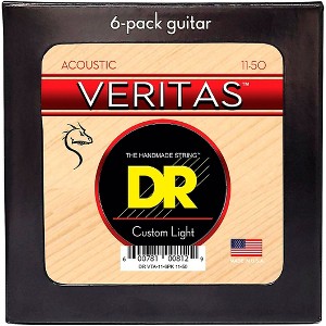DR Strings VERITAS Uncoated Accurate Core Technology Acoustic Guitar Strings 6 Pack - 1 of 2