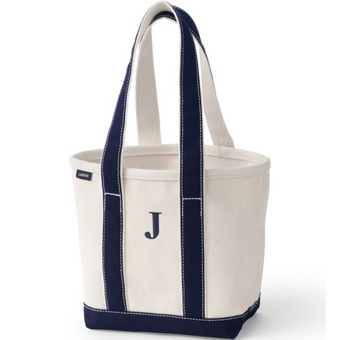 Lands' End Small Natural Open Top Long Handle Canvas Tote Bag - - Natural/true  Navy : Target