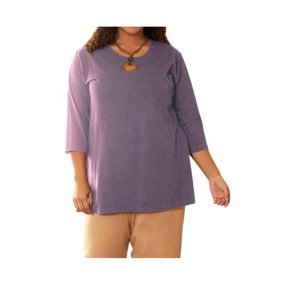Women's Cotton U-Neck 3/4 Sleeve Tee - Plus - On The Plus Side