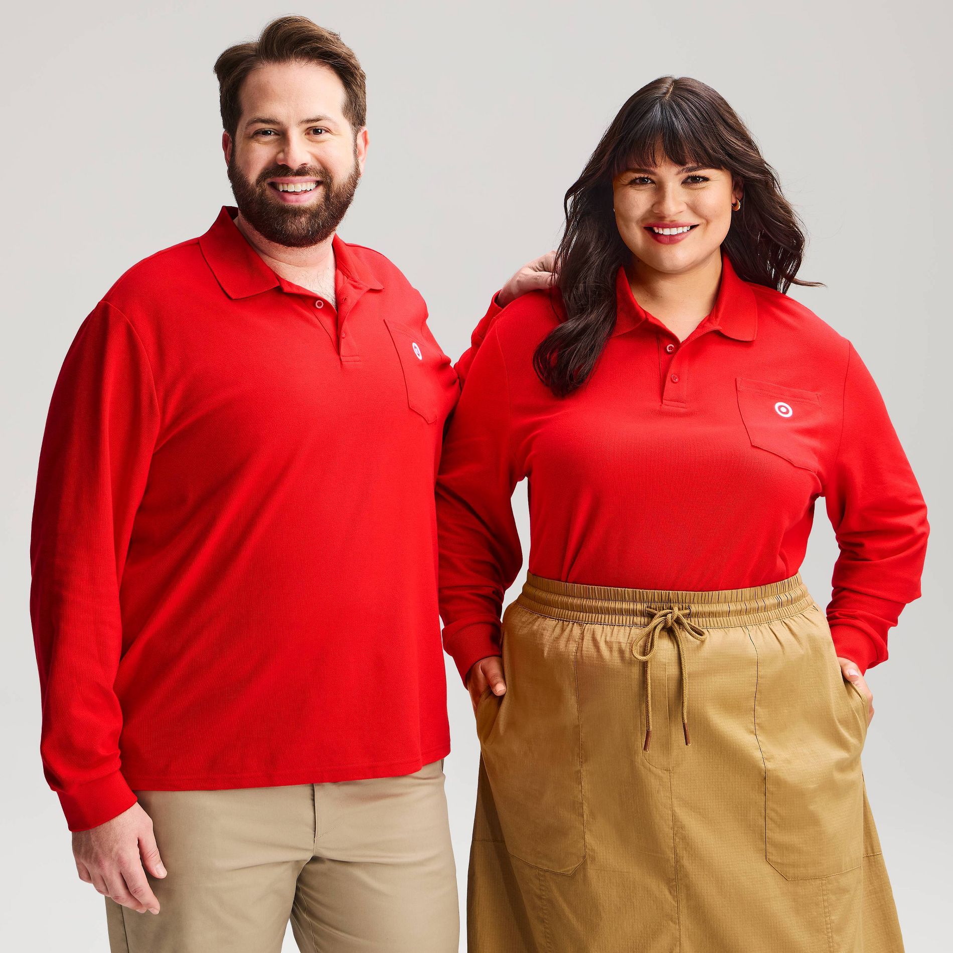 Unisex Collection186 Long Sleeve Logo Polo - Target Branded Red M
