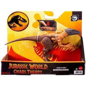 Jurassic World Chaos Theory Strike Attack Herrerasaurus Action Figure – Dinosaur Toy with Strike Attack Feature, Movable Joints, and Realistic Detail - 1 of 1