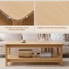 Bekrvio 47.2'' Boho Mid Century Modern Coffee Table, 2-Tier Rustic Rectangle Wood Center Table with Wood Legs & Rattan Shelf, for Living Room - 4 of 4