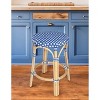 HomeRoots 24" Blue and White and Wood Brown Heavy Duty Rattan Backless Counter Height Bar Chair - 2 of 4