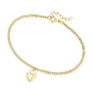 Ross-Simons 10kt Yellow Gold Heart Lock Charm Bracelet. 7.5 inches - 1 of 3