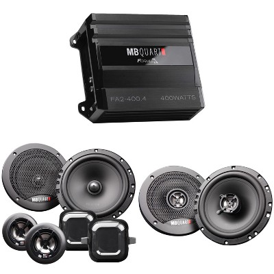 MB Quart FA2-400.4 FORMULA 400 Watt 4-Channel Amplifier with Discus DS2-216 6.5 Inch Component Speakers and DK2-116 6.5 Inch Coax Speakers