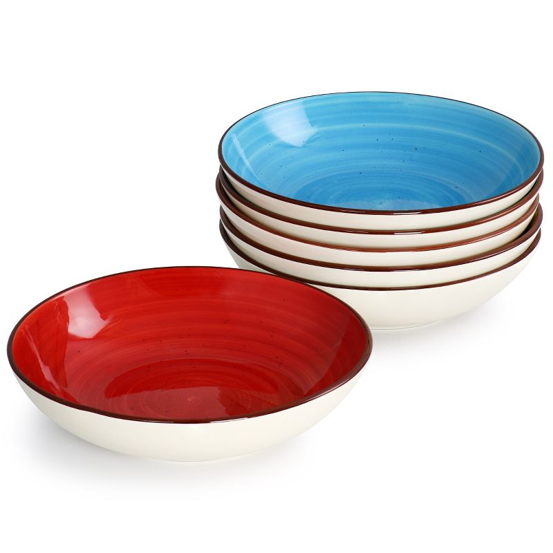 Elama Sebastian 18 Piece Double Bowl Stoneware Dinnerware Set in Assorted Colors, 4 of 9