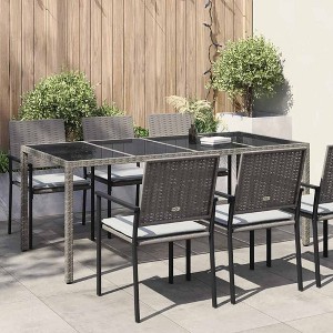 Garden Dining Table Gray 74.8" x 35.4" x 29.5" Poly rattan - 1 of 4