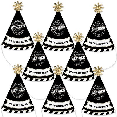 Big Dot of Happiness Happy Retirement - Mini Cone Retirement Party Hats - Small Little Party Hats - Set of 8