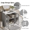 NicBex 30"Modern Bathroom Vanity with Ceramic Sink,Bathroom Combo Set with 2 Tempered Blurred Glass Doors&2 Shelves,8"Pre-drilled Faucet - 4 of 4