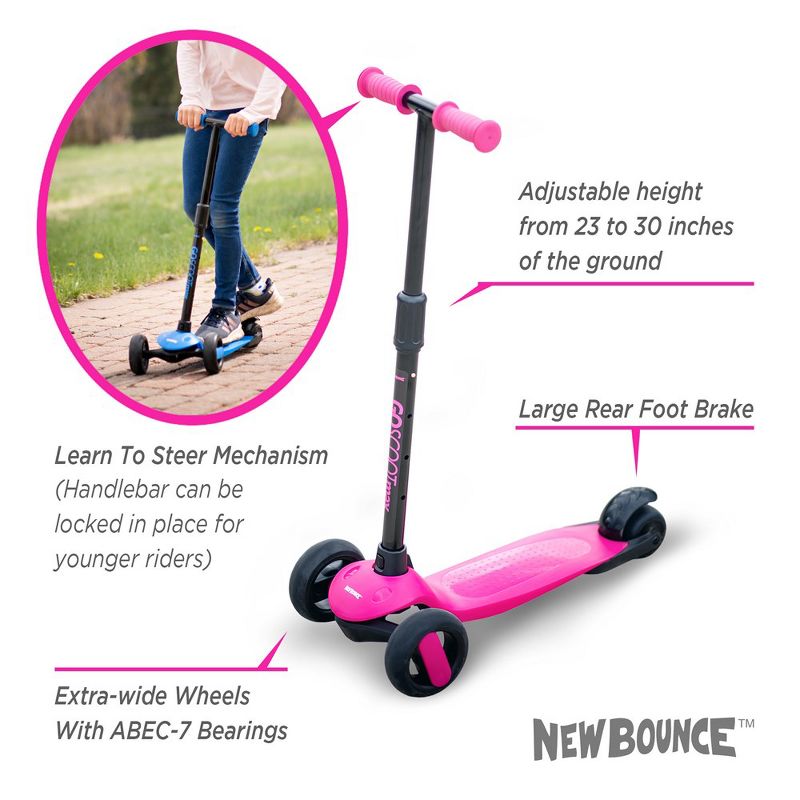 New Bounce GoScoot Max Scooter for Kids, 3 Wheel Kick Scooter, Adjustable Handle, 2 of 8