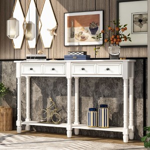 NicBex 2 Drawer Console Table with 2 Open Bottom Shelves,Entryway Table with Black Round Deco Knobs,Modern Couch Table for Living Room - 1 of 4
