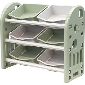 Toy Organizers with 6 Removable Bins Multi-Functional Storage Cabinet Unit for Playroom Living Room Nursery Room One Size - 1 of 4