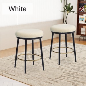 Hrinhom Set of 2 Modern Bar Stools, Dining Stools, Iron Frames - 1 of 4