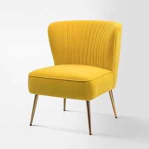 Quentin Velvet Accent Side Chair with Golden Metal Base | Karat Home - 1 of 4