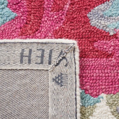 Ivory and Pink Floral Hand-Tufted Wool 4' x 6' Area Rug