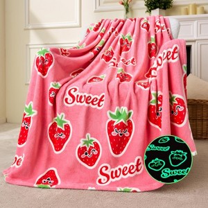 Glow in the Dark Blanket for Girls Boys Soft Gift Toy Throw Oversized Plush Soft and Cozy Warm Fleece Blanket Birthday Christmas Kids Room Decor - 1 of 4